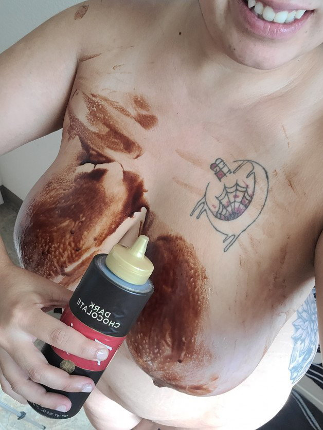 Photo by NyxTresa with the username @NyxTresa, who is a star user,  July 30, 2023 at 5:07 PM. The post is about the topic Wet and Messy and the text says 'After chocolate sauce has been poured and smeared on me ;3 quite the sticky mess - especially mixed with sweat from my workout but quite delicious to lick off. 

#NyxTresa #AltModel #Fetish #Kink #WAM #WetAndMessy #Sploshing #Chocolate #Experiment #Sauce..'