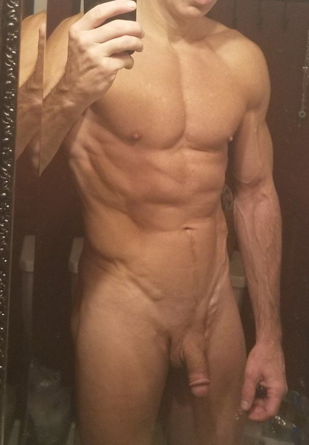 Photo by Somebody4u with the username @Somebody4u, who is a verified user,  March 23, 2023 at 9:47 PM and the text says 'mirror selfie. Soft cock. Hard bod'