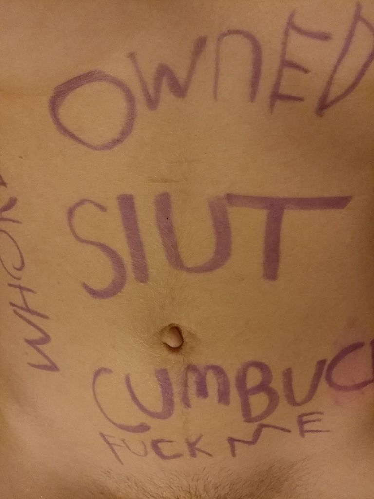 Photo by Whore Humiliator with the username @Whore-Humiliator, who is a verified user,  December 22, 2018 at 3:01 PM and the text says 'Some more body writings for this young eager slut

#writing #teen #cumbucket #owned'