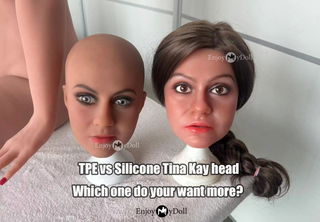 Photo by EnjoyMyDoll with the username @EnjoyMyDoll, who is a brand user,  November 20, 2024 at 3:04 PM and the text says 'Pornstar 1:1 doll model - Tina Kay's heads made from TPE and Silicone respectively, which one is more realistic? For more photos: https://enjoymydoll.com/products/silicone-stars-tina-kay-pornstar-sex-doll'