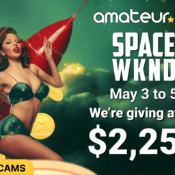 Photo by Amateurtv with the username @amateurtv, who is a brand user,  May 1, 2024 at 6:41 PM and the text says 'SPACE WKND 
Once again Amateur.tv sets course to the sky in a space race for the most daring, the bravest, the most adventurous models. Are you one of them? Then get ready, we're taking off. Launch yourself into orbit with Space Wknd!
And if you're a..'
