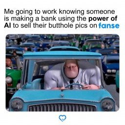 Photo by Fanse with the username @fanse, who is a brand user,  May 30, 2023 at 6:49 AM and the text says 'Butt pics and AI is the winning combo! 🍑🤖💸'