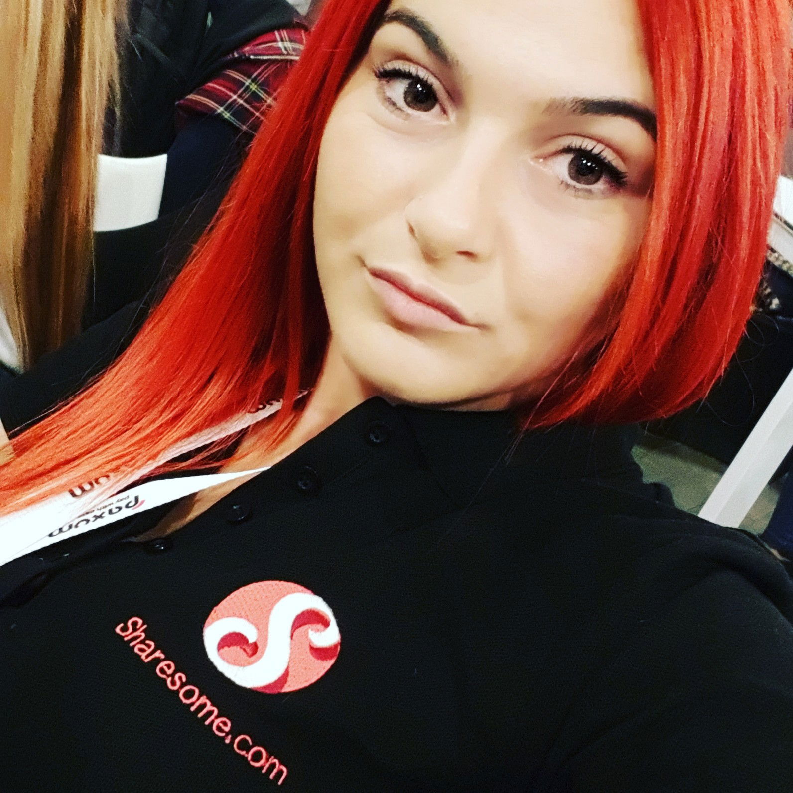 Photo by Gia Chains with the username @GiaChains, who is a star user,  September 9, 2018 at 8:41 PM and the text says 'Hello from the cool #xbiz in Berlin. Greatfull to be here #wesharesome #conf #redhairdontcare'