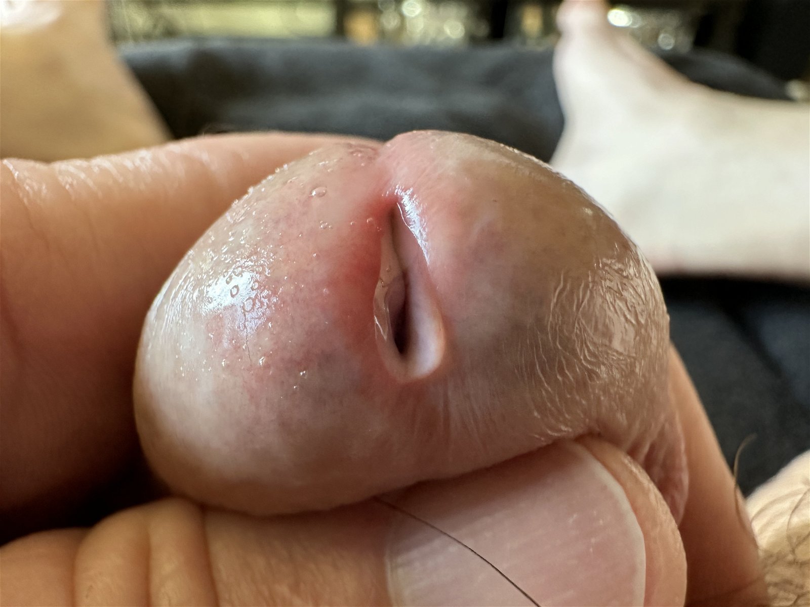 Photo by PatrickStarfish1760 with the username @PatrickStarfish1760, who is a verified user,  April 24, 2024 at 9:23 PM. The post is about the topic Precum drip and the text says 'another busy lunch break'