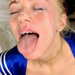 Photo by UnTouchaBallzX0 with the username @UnTouchaBallzX0, who is a verified user,  May 13, 2024 at 1:08 AM. The post is about the topic Massivę Ĉumshots and the text says '- Chloe_Cream with a massive facial. 💦 #Cum #Cumshot #Facial #MassiveCumshot #MassiveFacial #Nut #TongueOut'