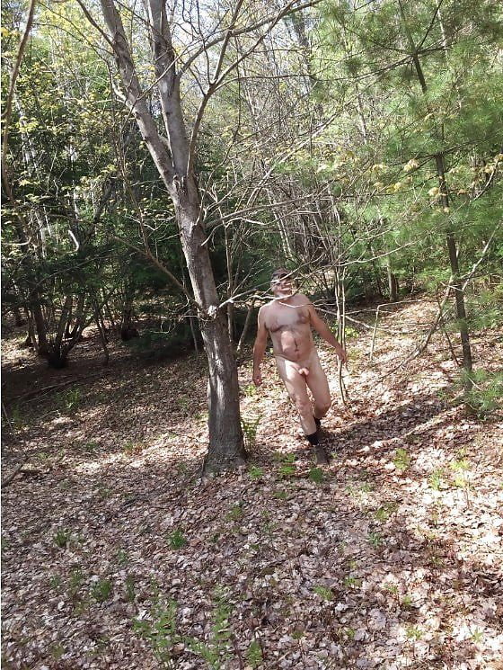 Photo by Hugh with the username @Hugh-gerection, who is a verified user,  February 21, 2024 at 4:33 PM and the text says 'Can't wait for it to get warmer so I can get out in the woods cruising.                   #cruising #woods #hiking #naked'