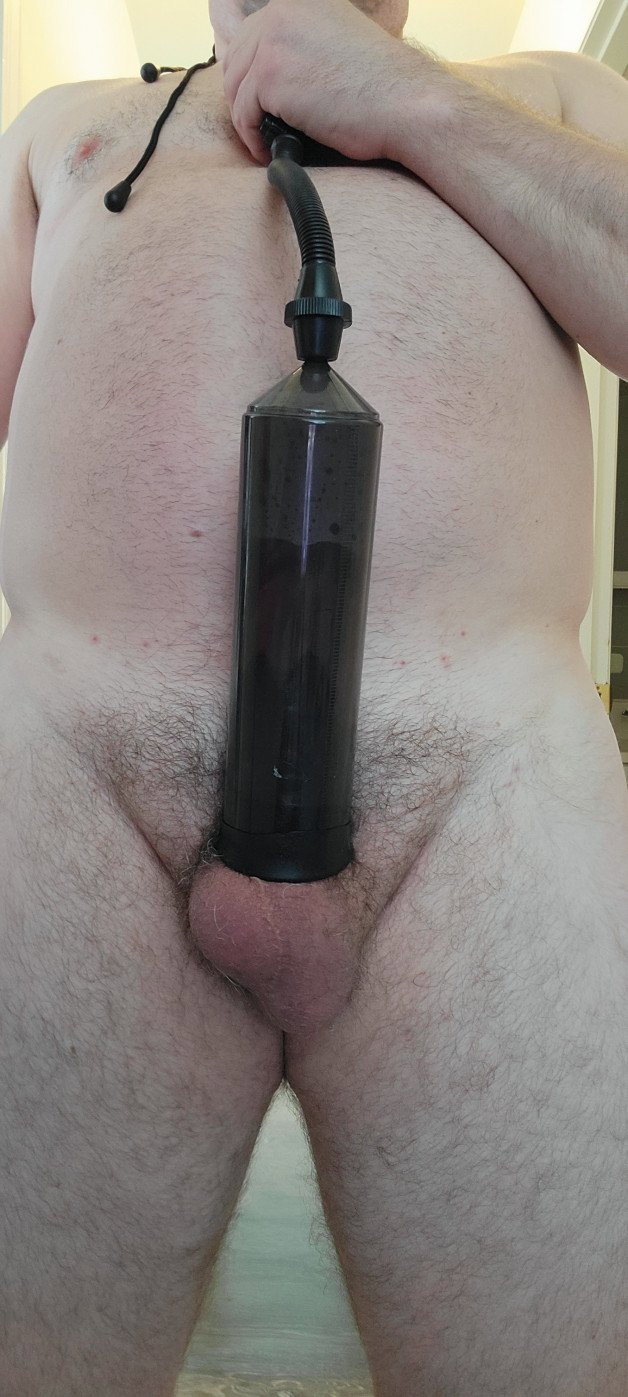 Photo by NaughtyTributes80 with the username @NaughtyTributes80, who is a verified user,  August 23, 2023 at 3:38 PM and the text says 'CUM AND MILK MY THICK COCK. #thickdick #penispump #milkme #cock #penis #cum #fuckme #suckme Ready for you!'