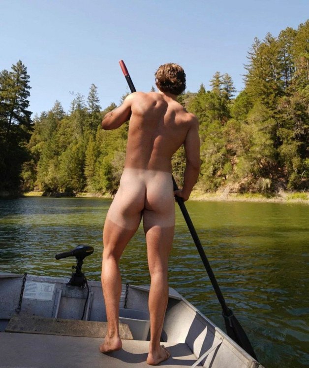 Photo by mike50667 with the username @mike50667, who is a verified user, posted on September 1, 2023 and the text says '#goOutdoors, #river, #ass, #naked, #rowing, #paddle, #forest, #tree, #boat'