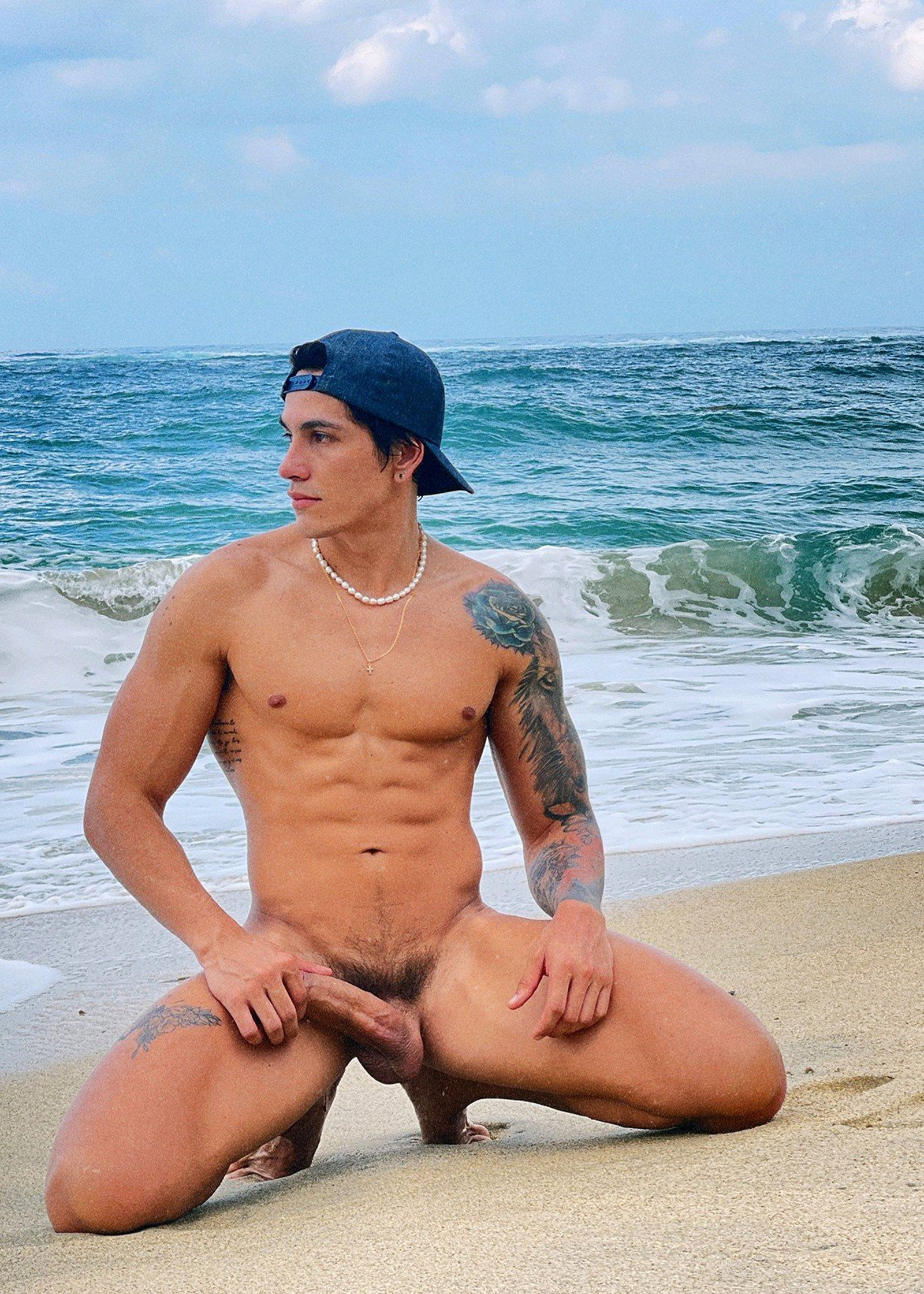 Photo by mike50667 with the username @mike50667, who is a verified user,  September 17, 2023 at 7:26 AM. The post is about the topic GoOutdoors and the text says '#goOutdoors, #beach, #ocean, #naked, #hot, #guy, #big, #dick, #pose, #sand, #wave, #bay'