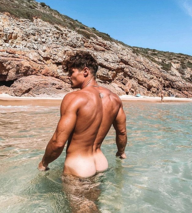 Photo by mike50667 with the username @mike50667, who is a verified user,  November 11, 2023 at 8:15 PM. The post is about the topic GoOutdoors and the text says '#goOutdoors, #beach, #mountain, #rock, #ass, #butt, #crack, #back, #muscular, #tanline, #bay, #tattoo'