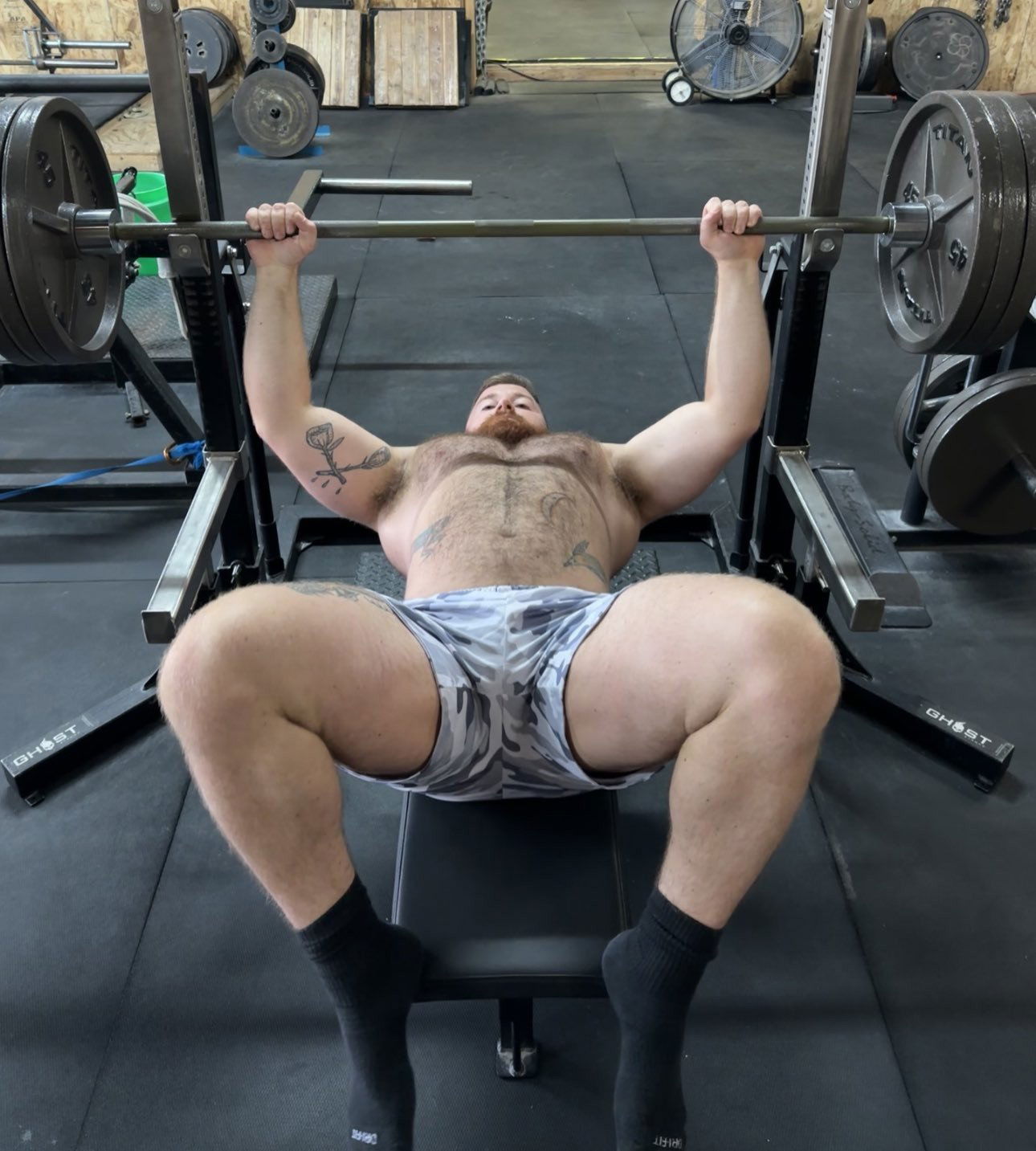 Photo by MauiThor with the username @MauiThor, who is a verified user,  March 10, 2024 at 6:07 AM and the text says 'Chicago hairy powerlifter'