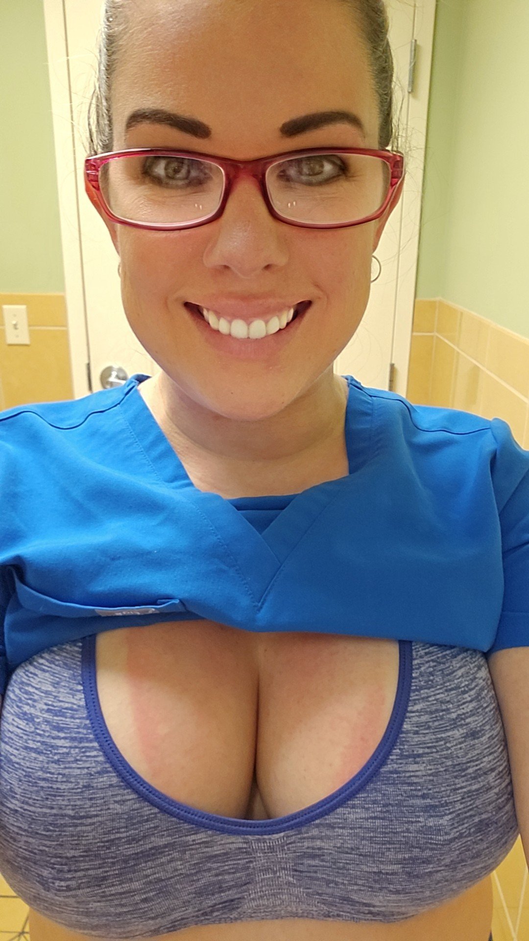 Photo by Hotnursefla with the username @Hotnursefla, who is a star user,  July 8, 2024 at 11:01 PM and the text says 'my big sunburned titties'