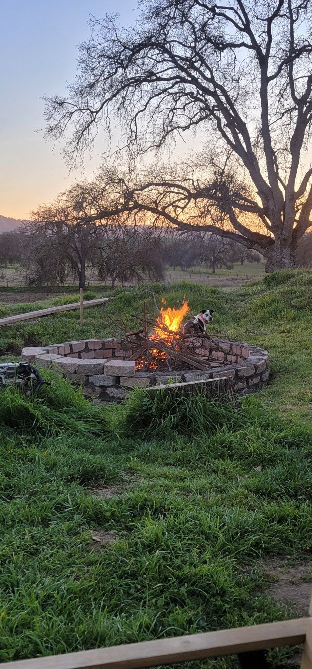 Photo by FresnoCountycouple with the username @FresnoCountycouple,  August 14, 2023 at 7:54 PM and the text says 'Our backyard firepit'