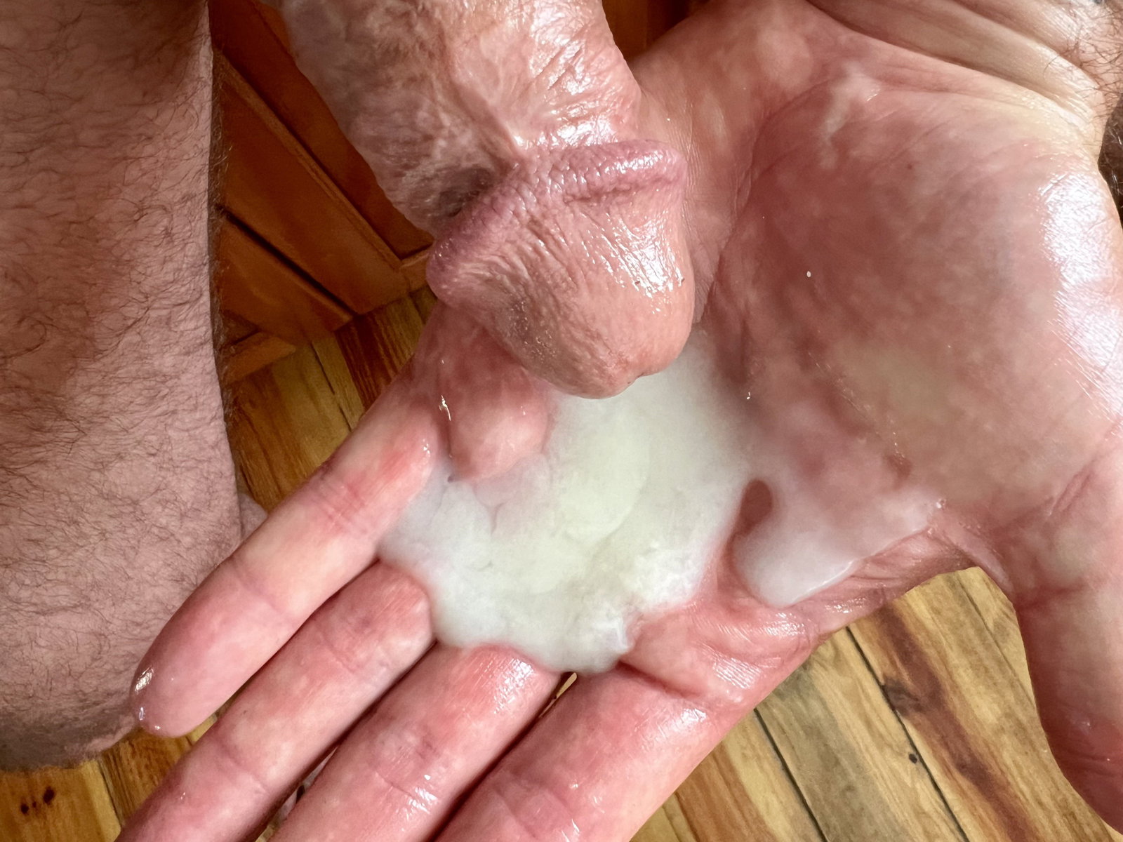 Photo by cockerotica with the username @cockerotica, who is a verified user,  April 3, 2024 at 7:17 PM. The post is about the topic Jacking off and the text says 'After a week of repeated edging, I exploded! This huge load fills my hand'