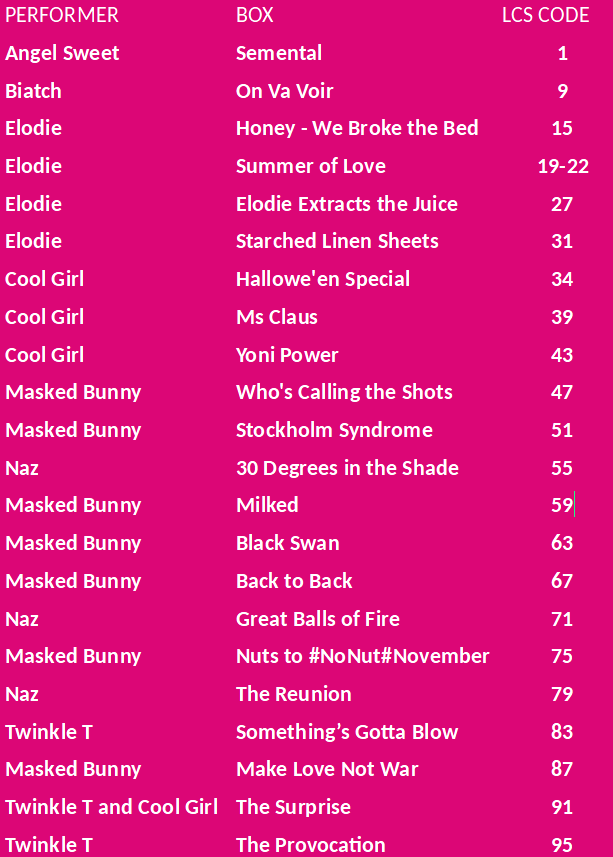 Album by LondonCallingStudios with the username @LondonCallingStudios, who is a brand user,  November 28, 2024 at 6:32 PM and the text says 'LCS SHOCKING PINK FRIDAY PROMO
Here is the list of 23 LCS boxes on -40% PROMO from midnight tonight, for 24 hours only!
Every box has one or more movies and a bundle of hi res images
All your favourite girls are on the list - COOL GIRL, ELODIE, MASKED..'