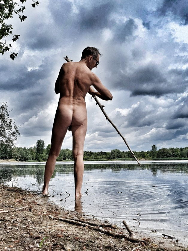 Photo by somethingz with the username @somethingz, who is a verified user,  February 15, 2024 at 9:34 PM. The post is about the topic Nudists and Naturists and the text says '#water #lake #nudist #naked'