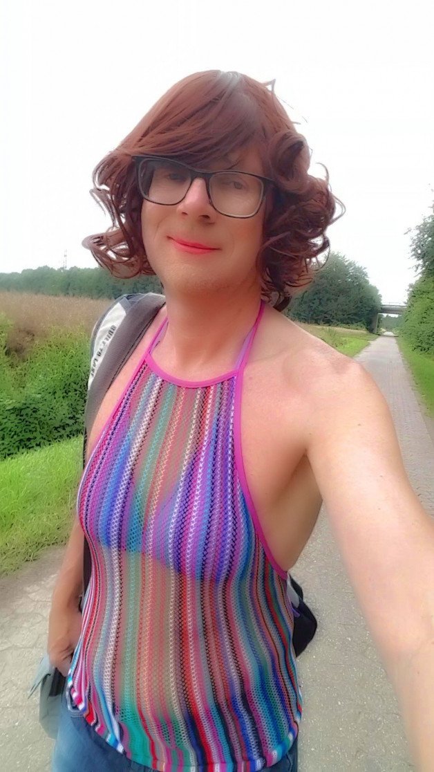 Photo by somethingz with the username @somethingz, who is a verified user, posted on February 27, 2024. The post is about the topic Crossdressers And Sissies We Love and the text says '#sissy #face #outdoor'