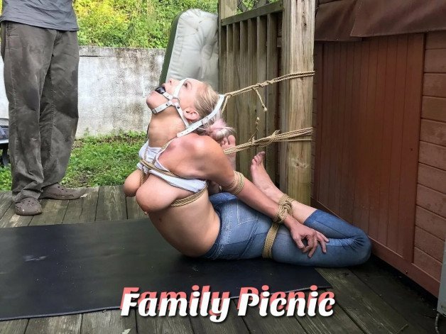 Photo by eldoctornuevo with the username @eldoctornuevo, who is a verified user,  September 9, 2023 at 10:45 AM. The post is about the topic Bondage and the text says 'Jenny finally ended up with something to whine about 🙄#taboo #hogtie #bdsm'