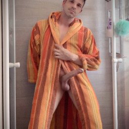 Shared Photo by Justjoey with the username @Justjoey, who is a verified user,  April 24, 2024 at 12:45 PM and the text says 'I am ready to shower, dad. Since you are here, care to join me'