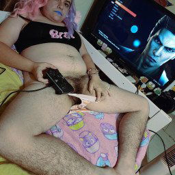 Photo by scoobsboobs with the username @scoobsboobs, who is a star user,  December 13, 2023 at 4:49 PM. The post is about the topic hairy pussy and the text says 'Got a little horny while gaming 🤭'
