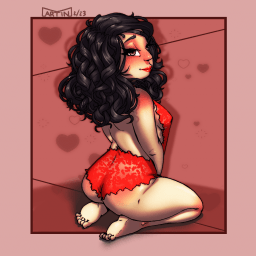 Photo by MadNaw T with the username @madnawt, who is a verified user,  September 13, 2023 at 2:00 PM. The post is about the topic Cartoon and the text says 'Old art: 
I did this for Valentines Day this year. it was a little study on lingerie and mesh.

https://twitter.com/MadNaw_T/status/1627520554352750594?t=wkYWBsaYfc6Zbl-hXtZ5Rg&s=19'