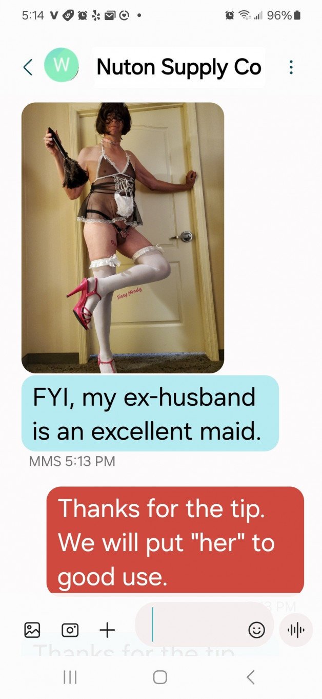 Photo by SissyMindy with the username @SissyMindy, who is a verified user,  September 23, 2024 at 8:12 PM. The post is about the topic Sissy_Faggot and the text says 'ex-wifes revenge 5 of many'