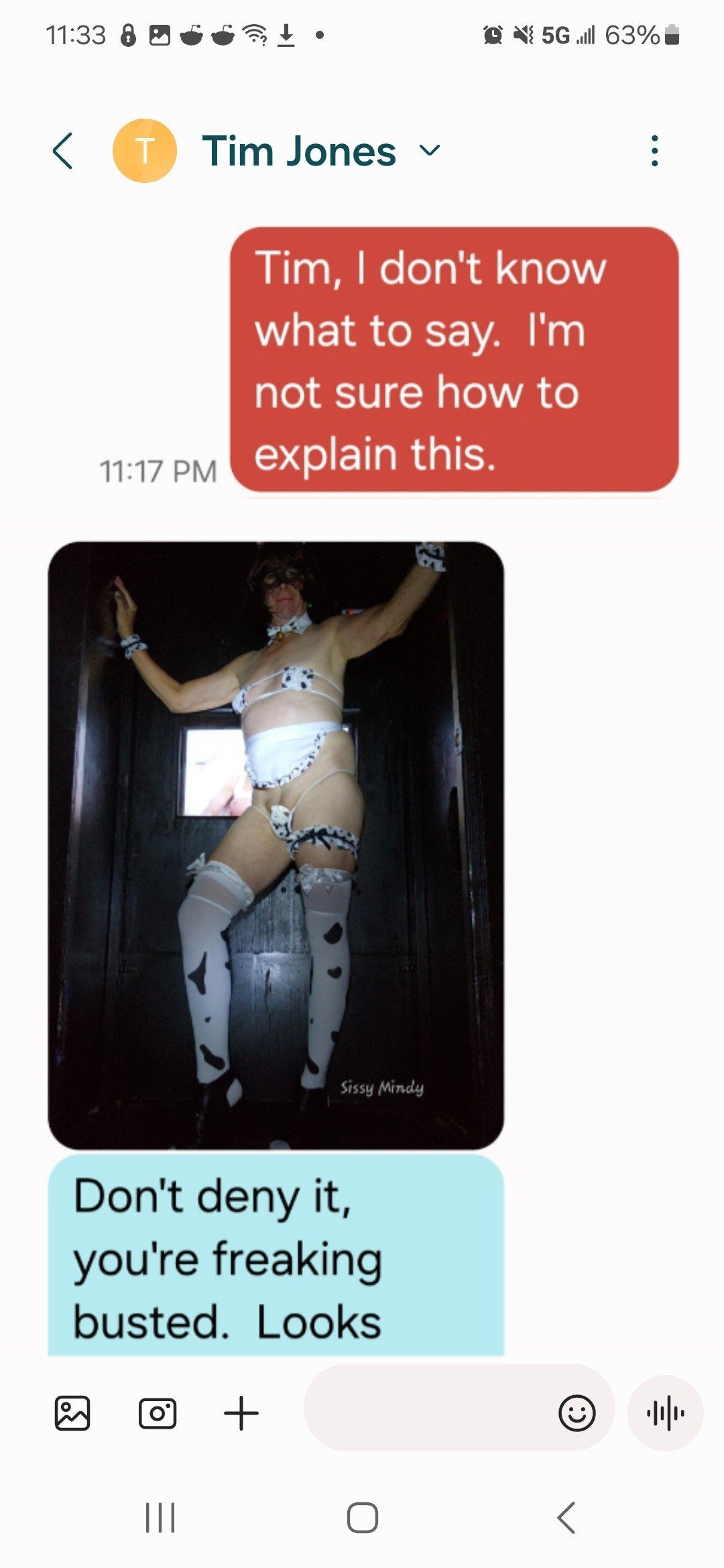 Photo by SissyMindy with the username @SissyMindy, who is a verified user,  April 11, 2024 at 6:06 AM. The post is about the topic Sissy and the text says 'second set of texts... 🥹'
