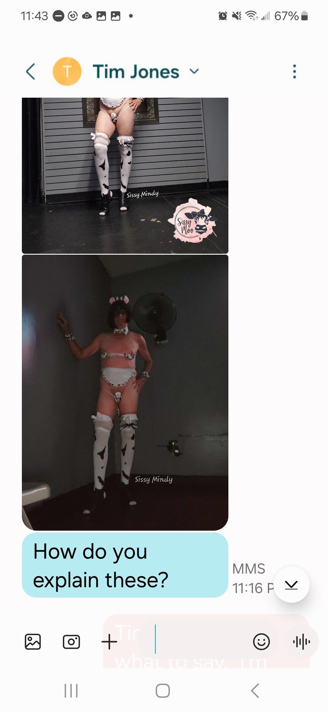 Photo by SissyMindy with the username @SissyMindy, who is a verified user,  April 4, 2024 at 7:04 PM. The post is about the topic Sissy and the text says 'WHAT AM I GOING TO DO?  😳🥺🥹 I've been found out. #sissy #humiliation #exposed'
