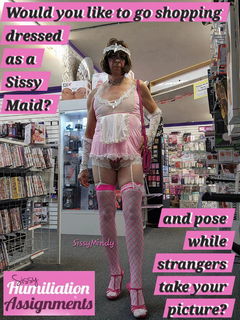 Photo by SissyMindy with the username @SissyMindy, who is a verified user,  December 12, 2024 at 2:51 PM. The post is about the topic Sissy Public Exposure and the text says 'would you ?? #sissy #sissymaid'