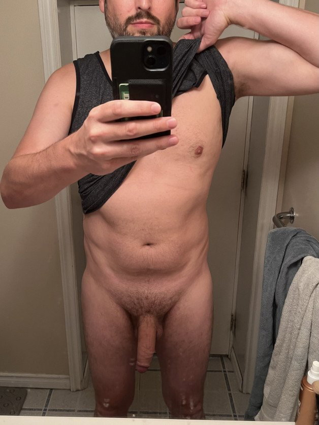 Photo by aftersundown with the username @aftersundown, who is a verified user,  September 13, 2023 at 6:50 AM and the text says 'upon reflection #mirror #selfie #cock #body #reflection'