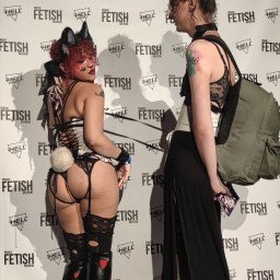 Photo by Camushii with the username @Camushii, who is a star user,  October 7, 2023 at 12:15 PM. The post is about the topic Corsets and the text says 'went to a fun kink event #events #corset #petplay'