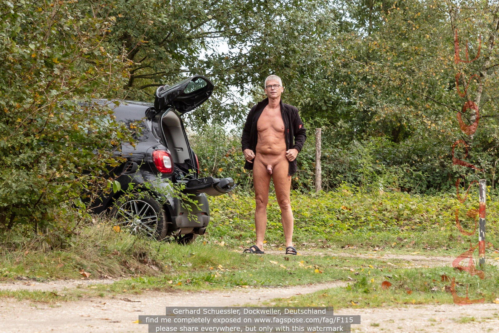 Photo by Fagspose with the username @Fagspose, who is a brand user,  November 5, 2023 at 1:10 PM. The post is about the topic naked by name and the text says 'Gerhard Schuessler from Dockweiler, Germany loves to be naked.

See https://fagspose.com/fag-gerhard-schuessler-dockweiler-germany-exposed/'