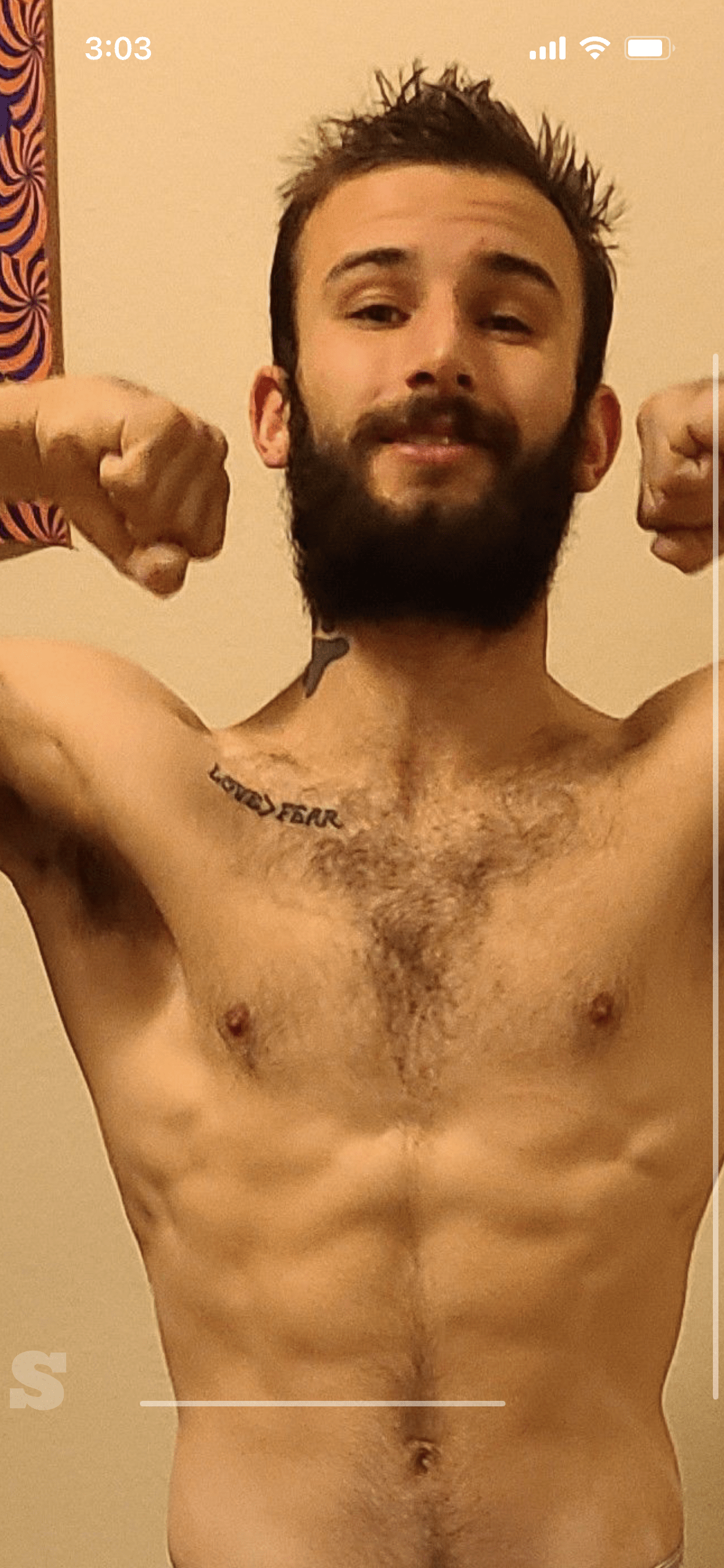 Photo by DirtyDaddyFunStuff with the username @DirtyDaddyPorn, who is a verified user,  May 7, 2024 at 9:29 PM and the text says '#hairy little #otter #armpits #beards #tats #muscles'