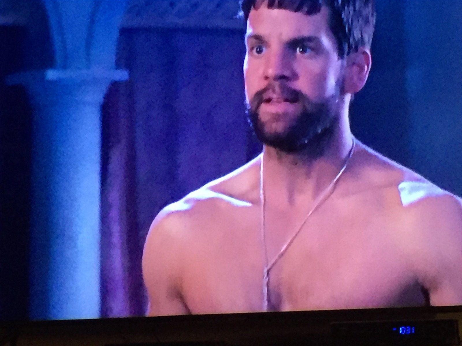 Photo by DirtyDaddyFunStuff with the username @DirtyDaddyPorn, who is a verified user,  February 12, 2024 at 10:51 PM and the text says '#MERLIN snooping while Sexy #knight Sleeps.  So gay.  Very Erotic.  #manly #buff #butch #hairy #muscles #armpits #stubble #beards'