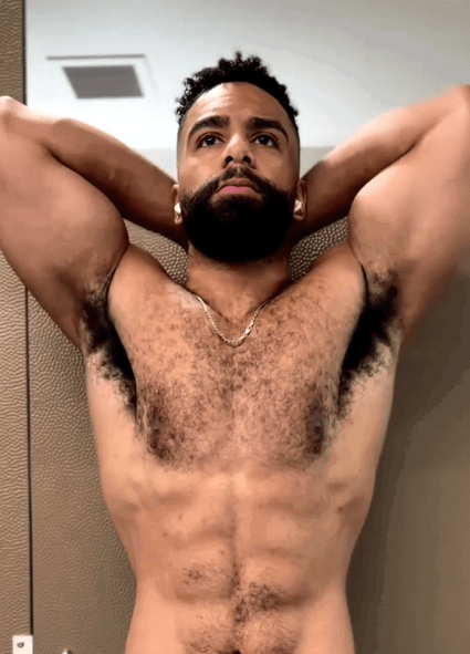 Album by DirtyDaddyFunStuff with the username @DirtyDaddyPorn, who is a verified user,  May 1, 2024 at 12:42 AM and the text says 'Men 6 #muscles #hairy'