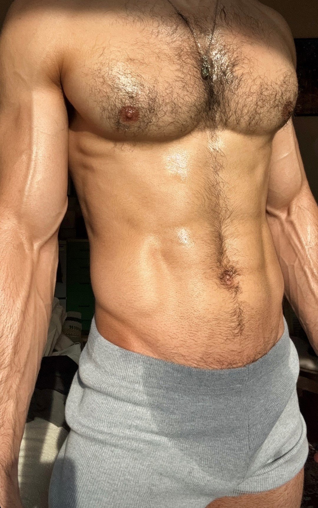 Album by DirtyDaddyFunStuff with the username @DirtyDaddyPorn, who is a verified user,  July 3, 2024 at 11:54 PM and the text says '#hairy #muscles 12'