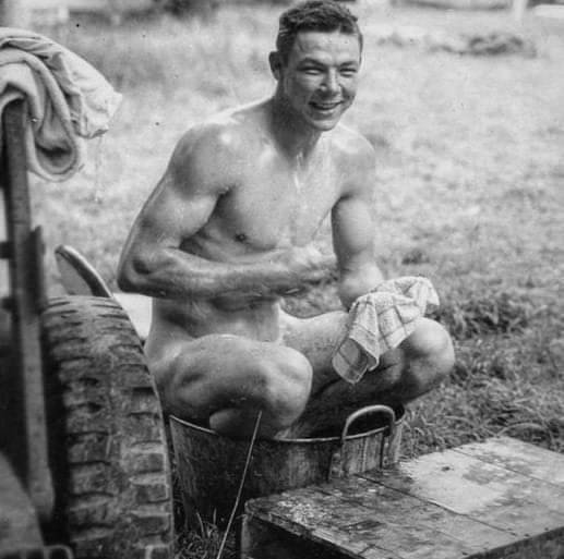 Photo by DirtyDaddyFunStuff with the username @DirtyDaddyPorn, who is a verified user,  January 8, 2024 at 11:06 PM and the text says '#vintage #Military #uniforms #muscles #hairy #armpits #baskets #jockstraps #underwear #moviestars'