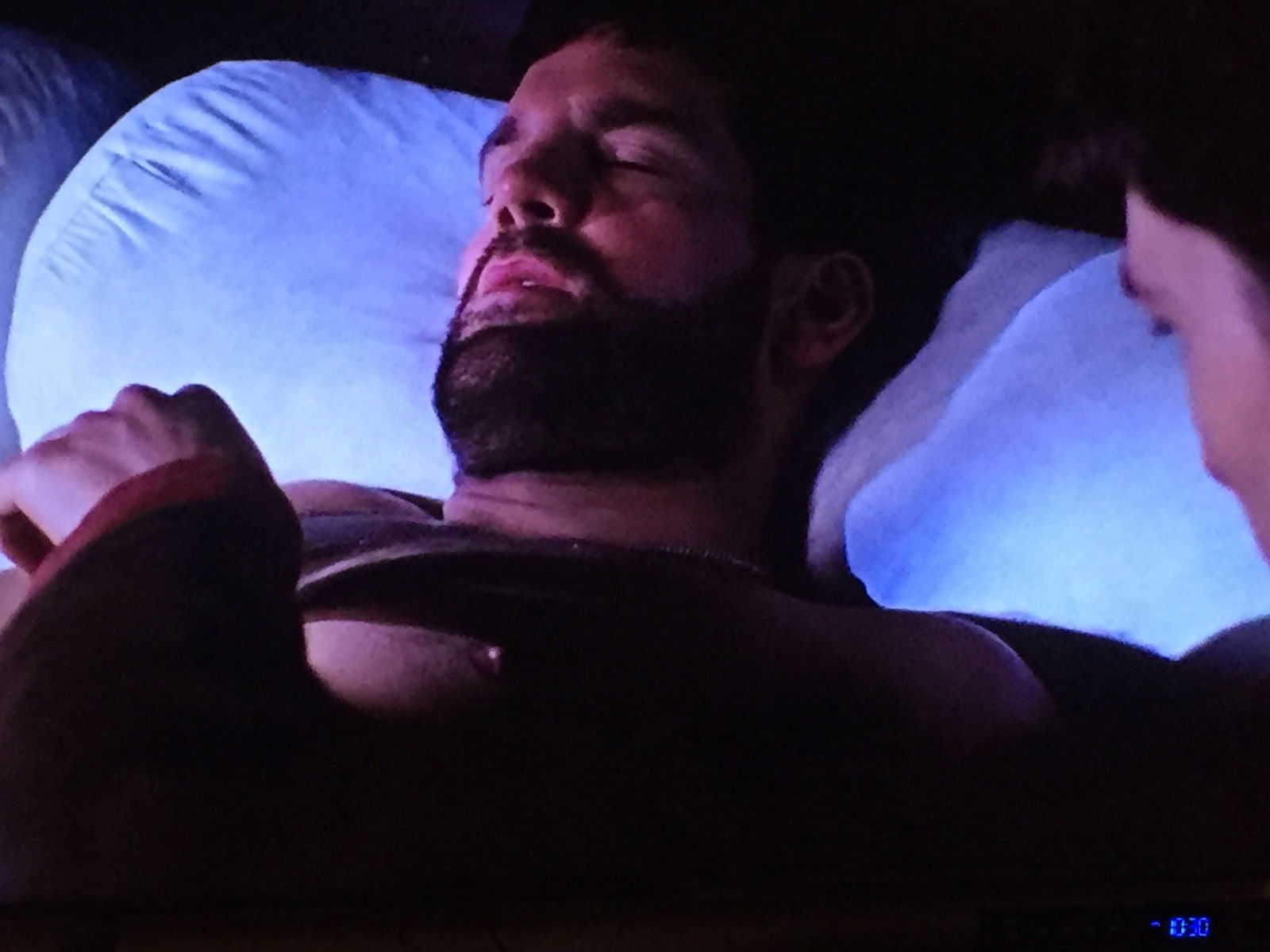 Photo by DirtyDaddyFunStuff with the username @DirtyDaddyPorn, who is a verified user,  February 12, 2024 at 10:51 PM and the text says '#MERLIN snooping while Sexy #knight Sleeps.  So gay.  Very Erotic.  #manly #buff #butch #hairy #muscles #armpits #stubble #beards'