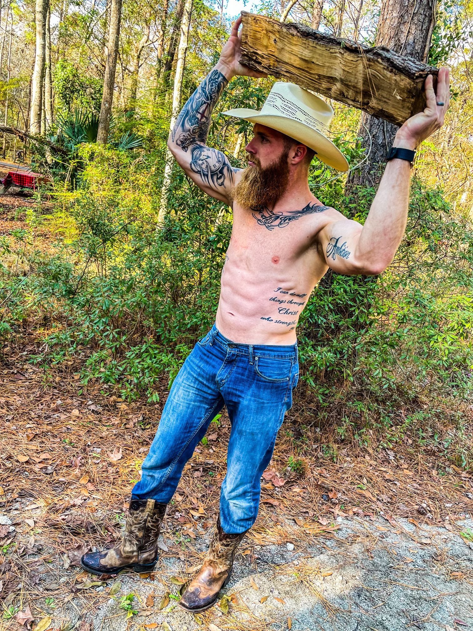 Photo by DirtyDaddyFunStuff with the username @DirtyDaddyPorn, who is a verified user,  April 3, 2024 at 12:21 AM and the text says '#hung #ginger #countryboy'