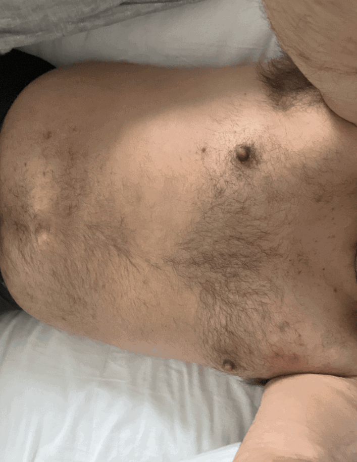 Album by DirtyDaddyFunStuff with the username @DirtyDaddyPorn, who is a verified user,  May 1, 2024 at 12:42 AM and the text says 'Men 6 #muscles #hairy'