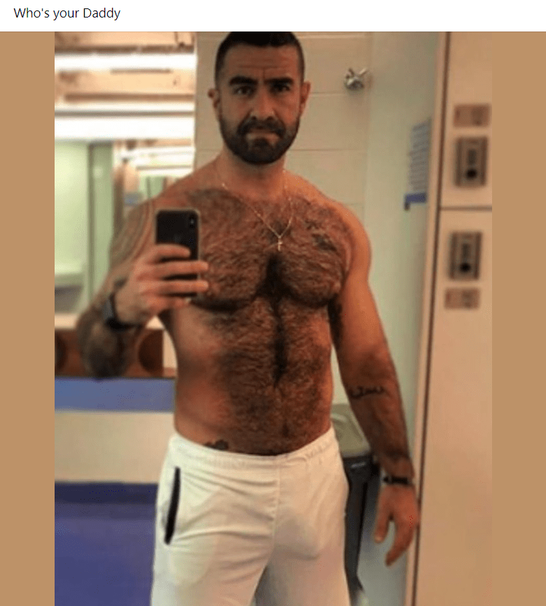 Photo by DirtyDaddyFunStuff with the username @DirtyDaddyPorn, who is a verified user,  May 2, 2024 at 10:55 PM and the text says 'Hot 26 #hairy #bulges #muscles'