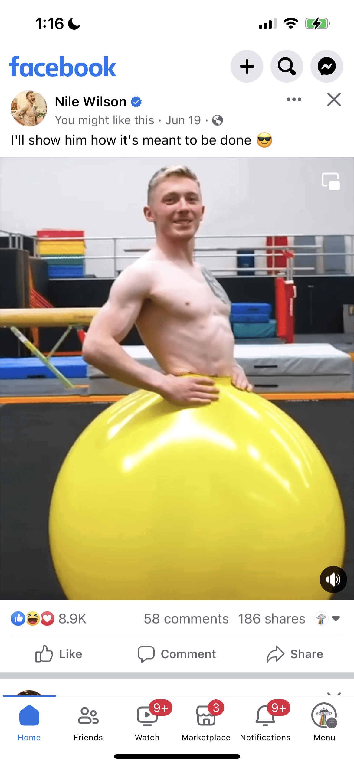 Album by DirtyDaddyFunStuff with the username @DirtyDaddyPorn, who is a verified user,  May 6, 2024 at 6:13 PM and the text says '#gymnastics #ginger #muscles'