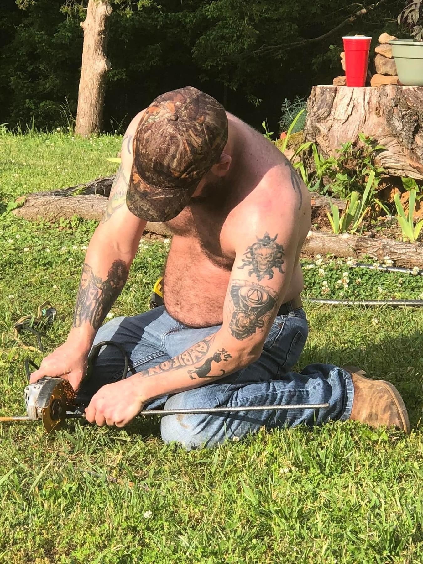 Photo by DirtyDaddyFunStuff with the username @DirtyDaddyPorn, who is a verified user,  May 5, 2024 at 8:03 PM and the text says 'Gorgeous #cowboy #farmer #bear #hairy #beards #armpits #muscles  #tats'