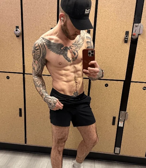 Album by DirtyDaddyFunStuff with the username @DirtyDaddyPorn, who is a verified user,  May 1, 2024 at 11:02 PM and the text says 'HOT fun #muscles #hairy'