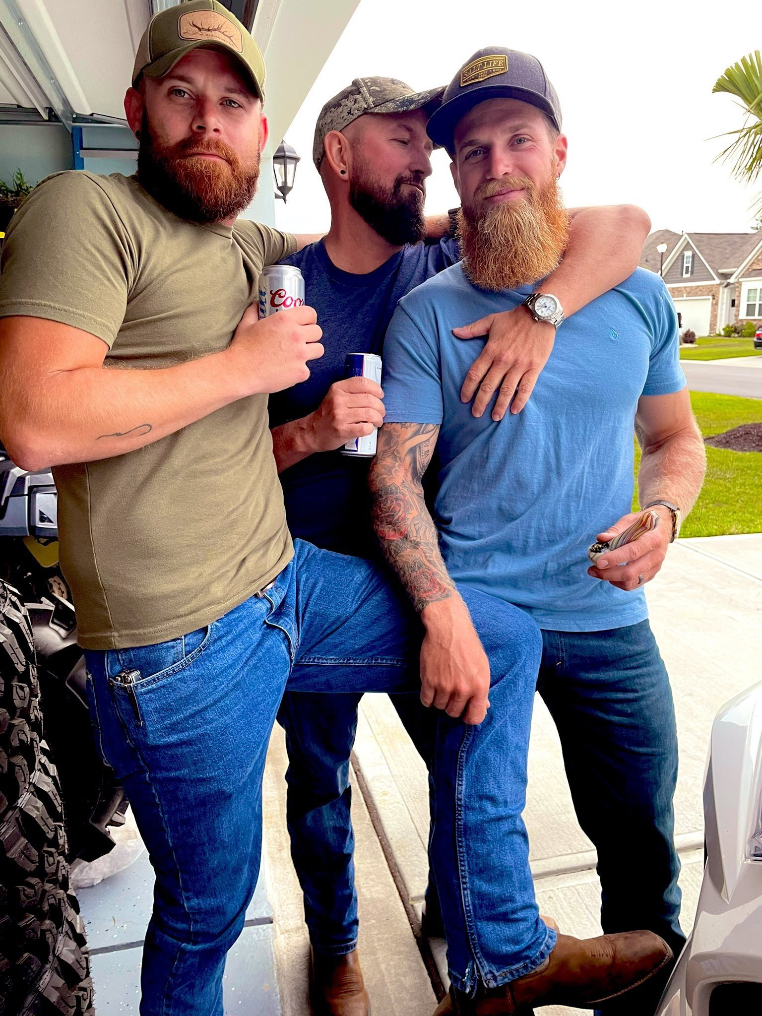 Photo by DirtyDaddyFunStuff with the username @DirtyDaddyPorn, who is a verified user,  April 6, 2024 at 11:52 PM and the text says '#countryboy #ginger #cowboy #beards #armpits #hairy #tats #boots'