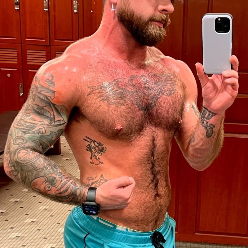 Album by DirtyDaddyFunStuff with the username @DirtyDaddyPorn, who is a verified user,  June 4, 2024 at 12:32 AM and the text says 'Hot 4 #muscles #cocksuckers #hairy #pups and more'