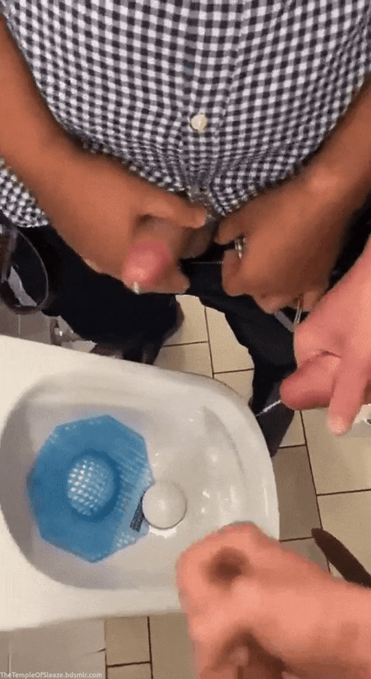 Photo by DirtyDaddyFunStuff with the username @DirtyDaddyPorn, who is a verified user,  April 23, 2024 at 11:25 PM and the text says '#urinal #group #jerkoff'