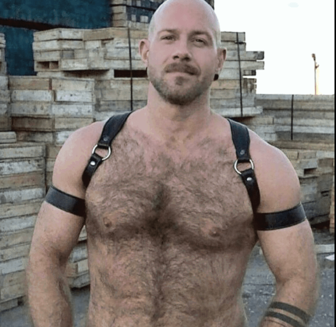 Photo by DirtyDaddyFunStuff with the username @DirtyDaddyPorn, who is a verified user,  February 14, 2024 at 9:29 PM and the text says '#leather #daddies #muscles #armpits #hairy #stubble #spit #bears #beards'