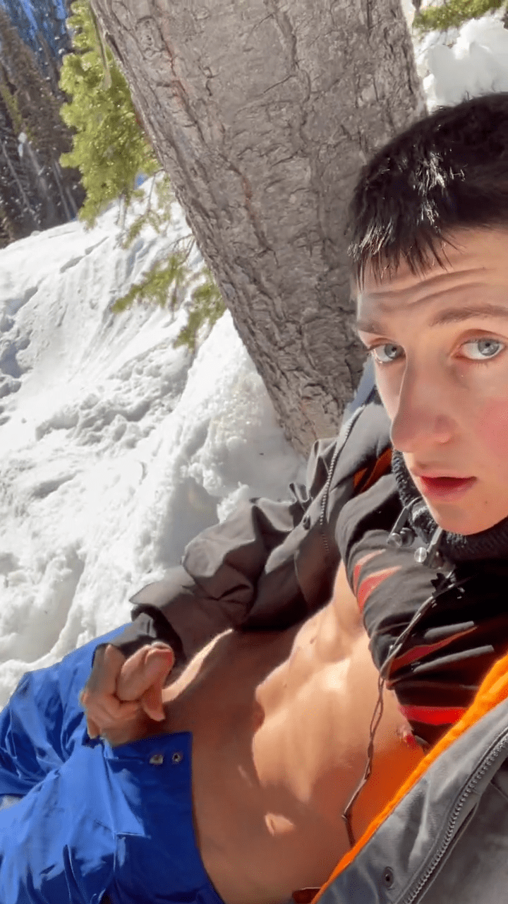 Photo by DirtyDaddyFunStuff with the username @DirtyDaddyPorn, who is a verified user,  April 18, 2024 at 6:48 PM and the text says 'Sexy #Twink #skiier #jerkoff #cum #cumshot #ripped #muscles #outdoors #public #sports #uniforms'