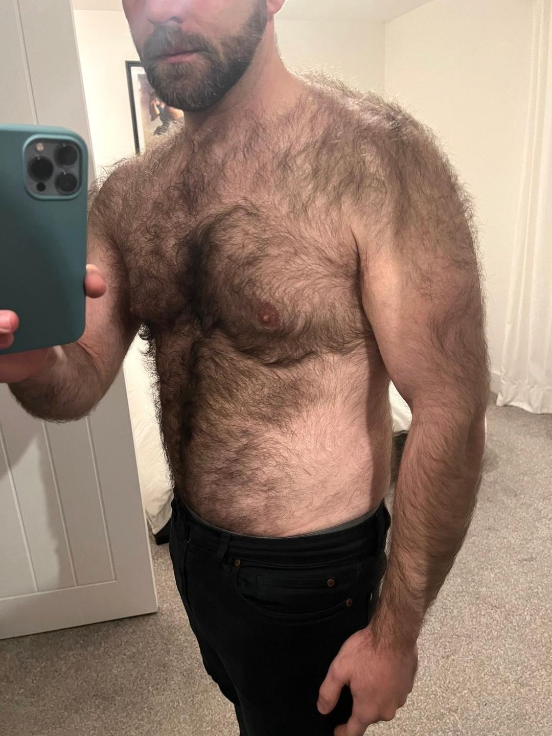 Album by DirtyDaddyFunStuff with the username @DirtyDaddyPorn, who is a verified user,  May 28, 2024 at 12:06 AM and the text says '#werewolf #hairy #furry'